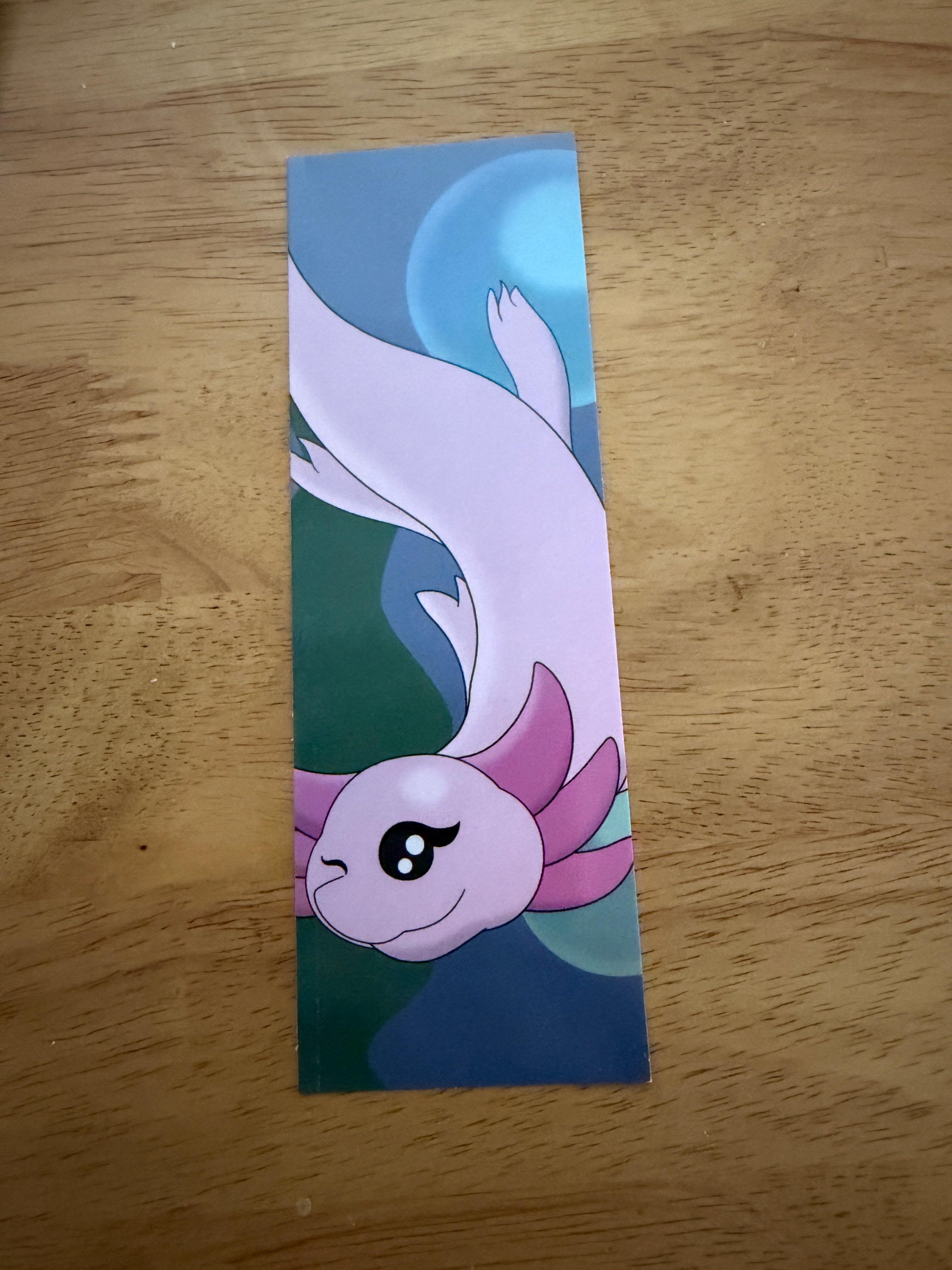 The Axolotl Café – Swimming Axolotl Bookmark