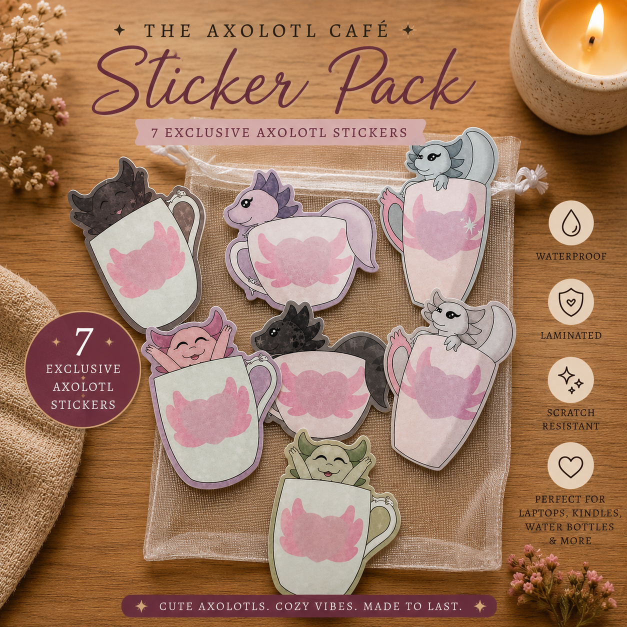 The Axolotl Café Sticker Mystery Pack